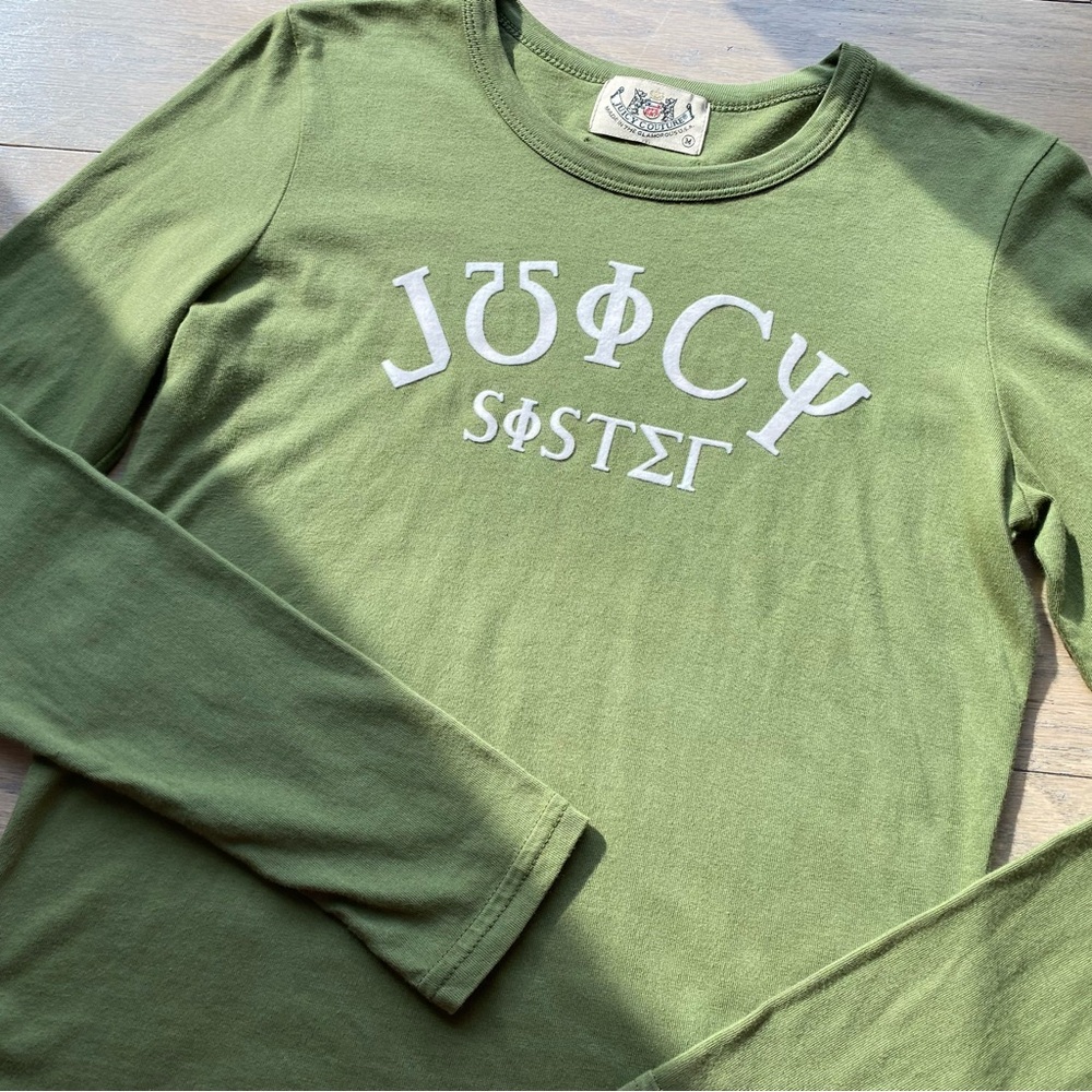 Juicy Couture “JUICY SISTER” Green y2k tee RARE - Picture 8 of 8